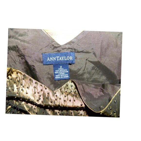VTG Ann Taylor Bronze V Neck Beaded Dress TOP Shell - Picture 3 of 8